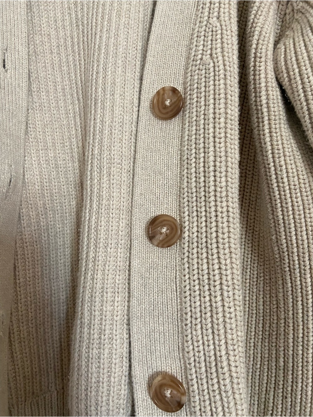 Quince Neutral Cream Ribbed Button-Front Cardigan - Picture 5 of 7